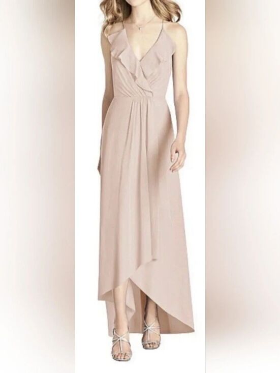 Jenny Packham Dresses & Skirts - Jenny Packham JP1006 Ruffled Wrap Chiffon High-Low Maxi Dress In Cameo NWOT Sz 2
